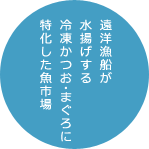 遠洋漁船が水揚げする冷凍かつお・まぐろに特化した魚市場